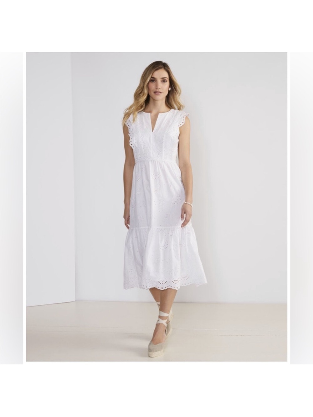 Vineyard Vines 100% Cotton Eyelet Midi Dress